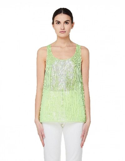 Shop Ashish Green Sequin Embroidered Top