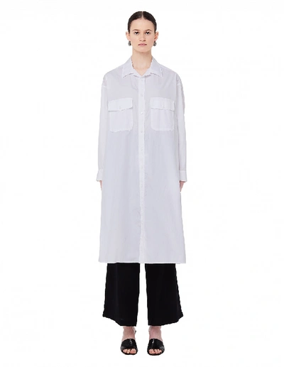 Shop Yohji Yamamoto Elongated Printed Cotton Shirt In White