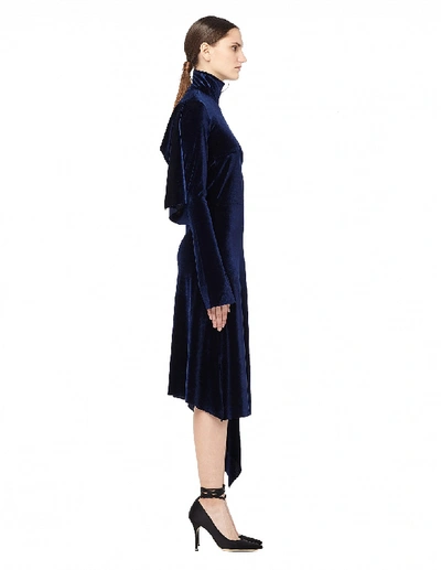 Shop Vetements Blue Velvet Panel Midi Dress