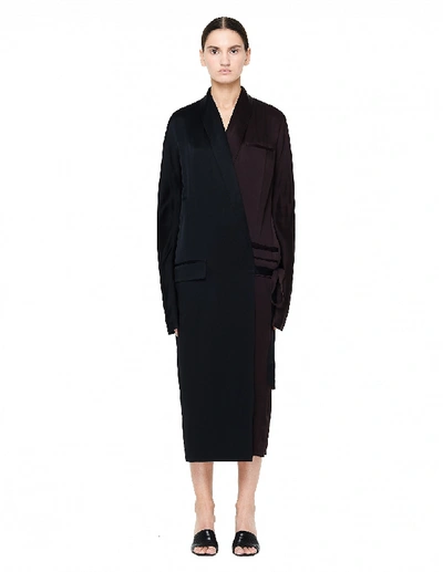 Shop Haider Ackermann Two Tone Satin Tuxedo Dress In Brown