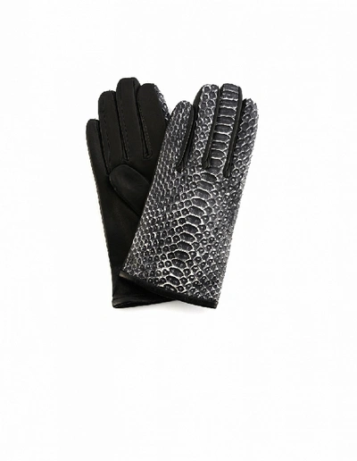 Shop Haider Ackermann Python Leather Gloves In Black