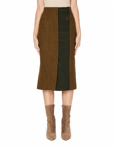 Shop Haider Ackermann Khaki Wool Skirt