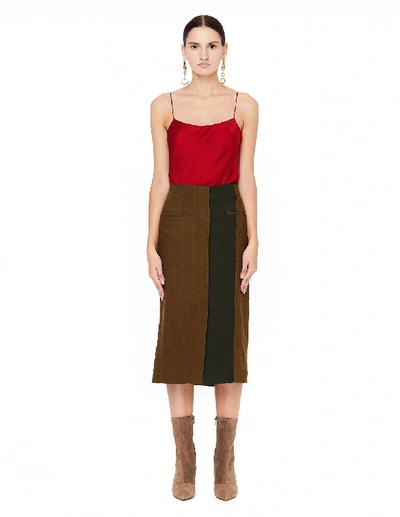 Shop Haider Ackermann Khaki Wool Skirt