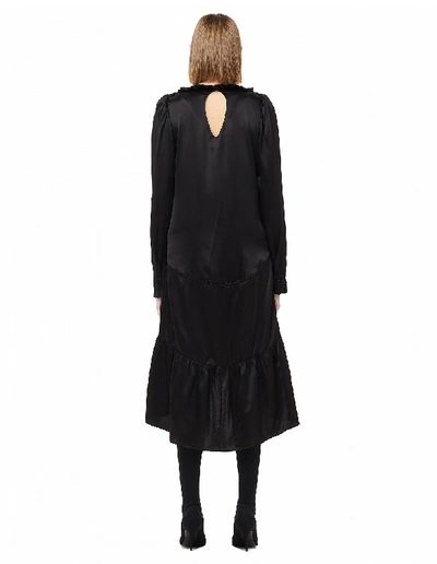 Shop Balenciaga Ruffled Silk Dress In Black