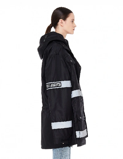 Black Mask Hood Parka In White