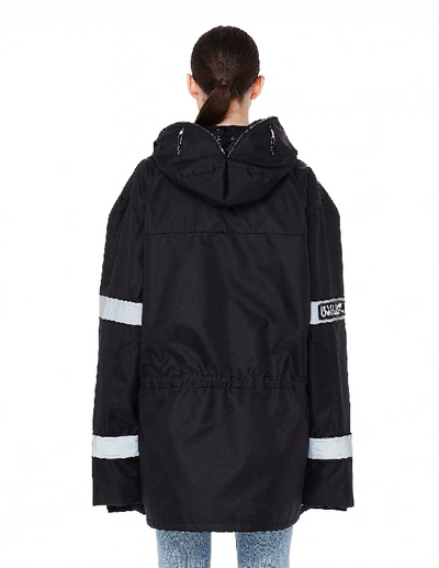 Shop Vetements Black Mask Hood Parka In White