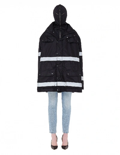 Black Mask Hood Parka In White