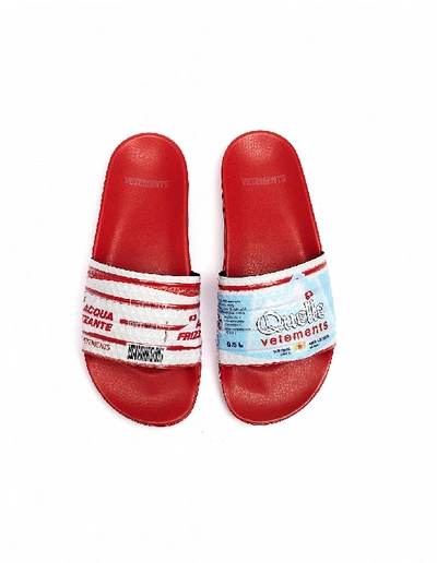 Shop Vetements Red Printed Slides