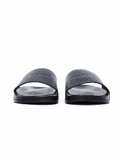 Shop Vetements Textured Black Leather Slides