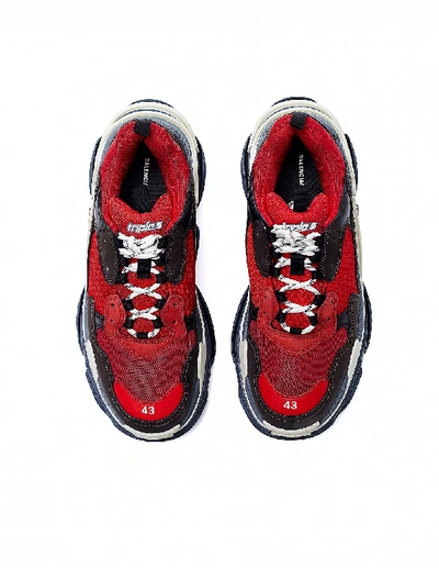 Shop Balenciaga Red & Black Triple S Sneakers
