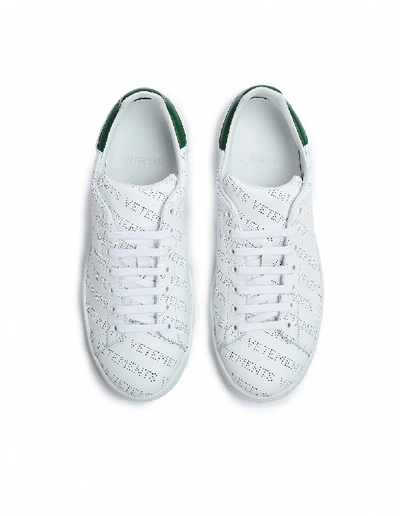 Shop Vetements Perforated Logo Sneakers In White