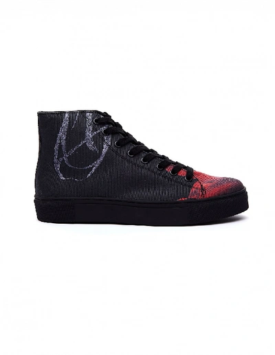 Shop Yohji Yamamoto Printed Cotton Sneakers In White