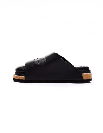 Shop Doublet Black Layered Leather Sandals