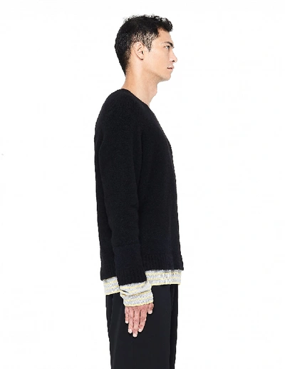 Shop Haider Ackermann Black Sweater With Striped Panel