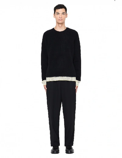 Shop Haider Ackermann Black Sweater With Striped Panel