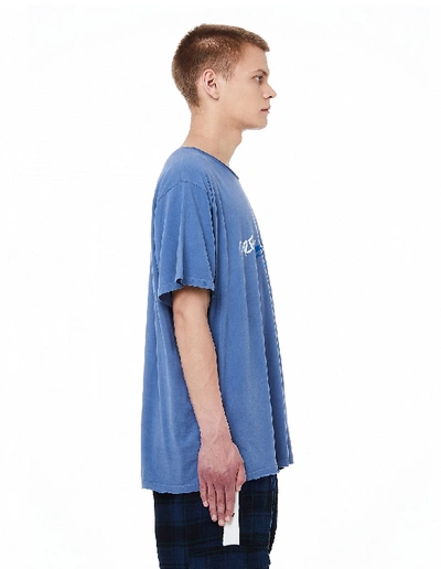 Shop Greg Lauren Classic Gl Printed Cotton T-shirt In Blue