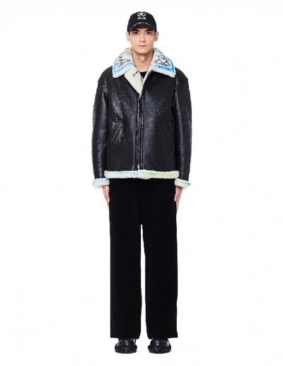 Shop Balenciaga Graffiti Shearling Jacket In Brown