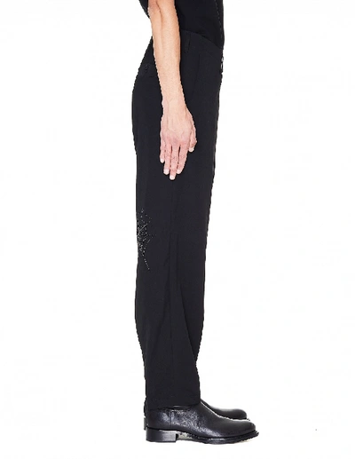 Shop Yohji Yamamoto Printed Wool-gabardine Pants In Black