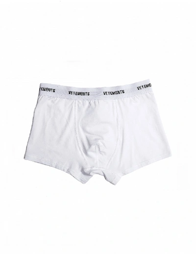 Shop Vetements White Logo Cotton Boxers