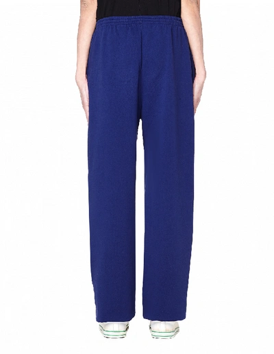 Shop Balenciaga Drawstring Navy Cotton Pants In Navy Blue