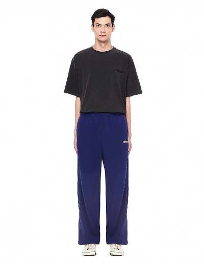 Shop Balenciaga Drawstring Navy Cotton Pants In Navy Blue