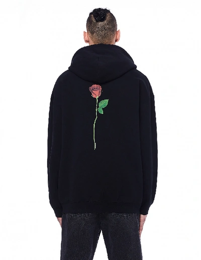Shop Balenciaga Black Rose Printed Zip-up Hoodie