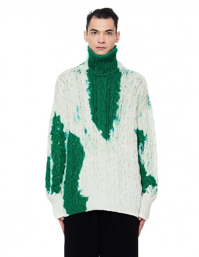 Balenciaga Green Bleach Turtleneck Sweater | ModeSens