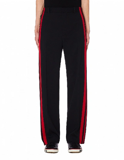 Shop Balenciaga Black & Red Trousers