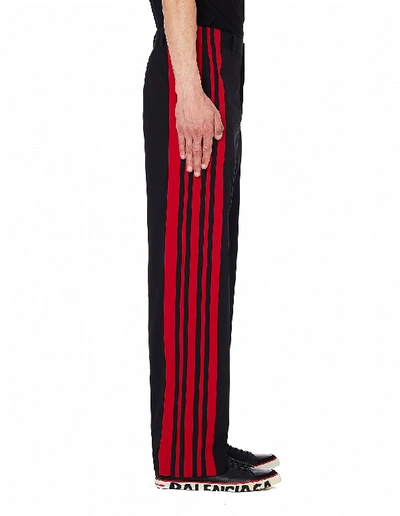 Shop Balenciaga Black & Red Trousers