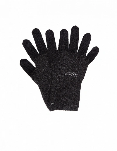 Shop Yohji Yamamoto Wool Gloves In Grey