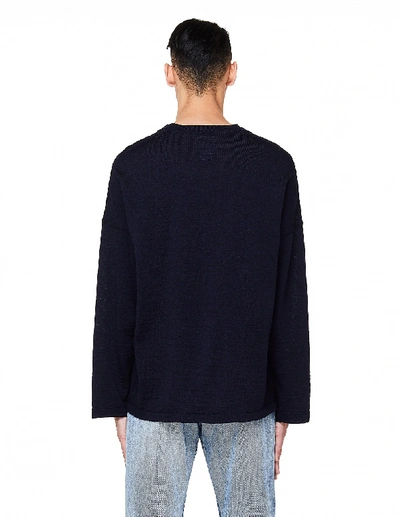 Shop Visvim Jumbo Navy Blue Wool Sweater