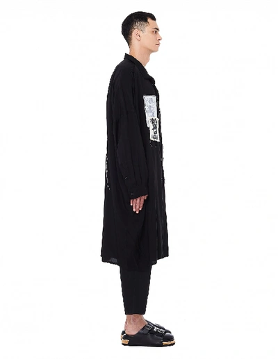 Shop Yohji Yamamoto Black Long Patched Shirt
