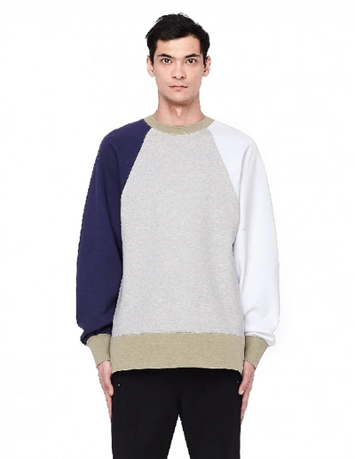 Shop Visvim Contrasting Sleeve Cotton Sweatshirt In Grey