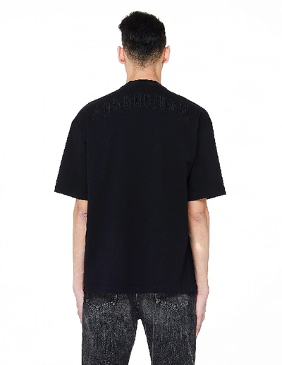 Shop Balenciaga Black Embroidered Cotton T-shirt