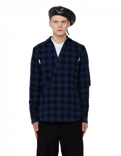 Shop The Soloist Checkered Wrap Shirt In Blue