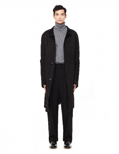 Shop Isaac Sellam Stand Collar Leather Coat In Black