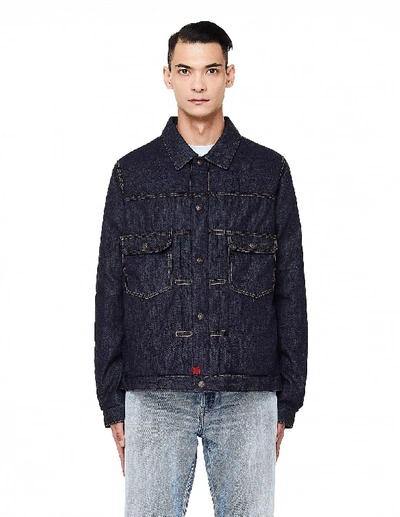 Shop Visvim Ss 101 Washed Denim Down Filled Jacket In Blue