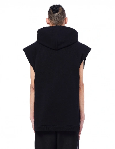 Shop Raf Simons Black Cotton Sleeveless Hoodie