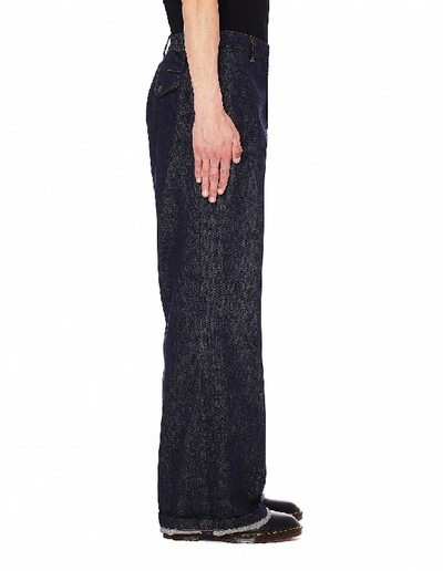 Shop Undercover Indigo Wide Leg Cotton Jeans In Navy Blue