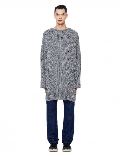 Shop Raf Simons Grey Oversized Lurex Jumper