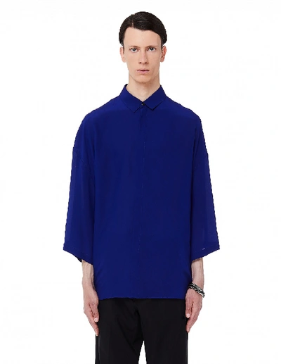 Shop Haider Ackermann Electric Blue Silk Shirt