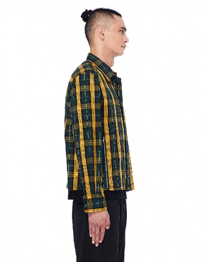 Shop Undercover Checked Anime Printed Shirt In Green