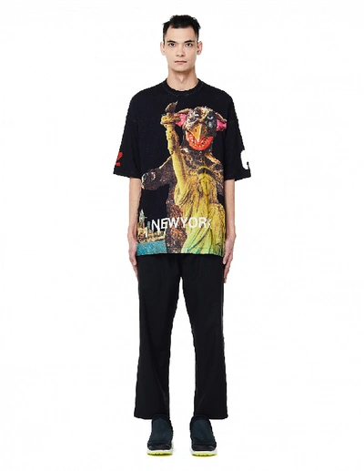 Shop Undercover New York Print Cotton T-shirt In Black