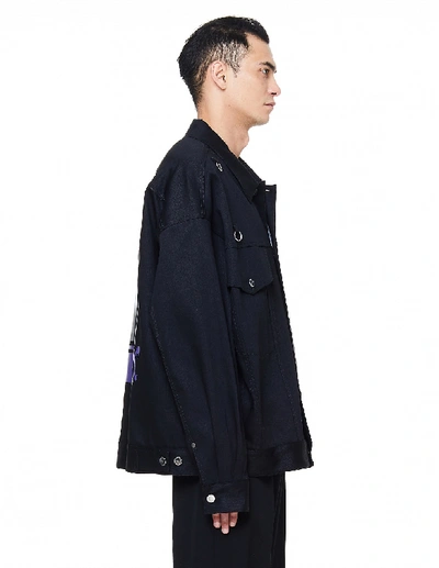 Shop Raf Simons Black Cotton Bold Head Printed Jacket