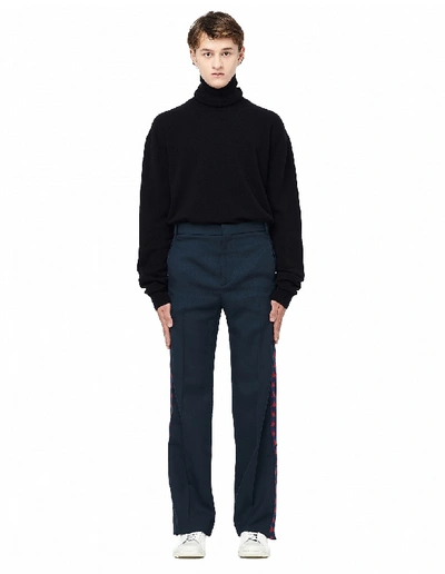 Shop Faith Connexion Kappa Striped Wool Pants In Navy Blue