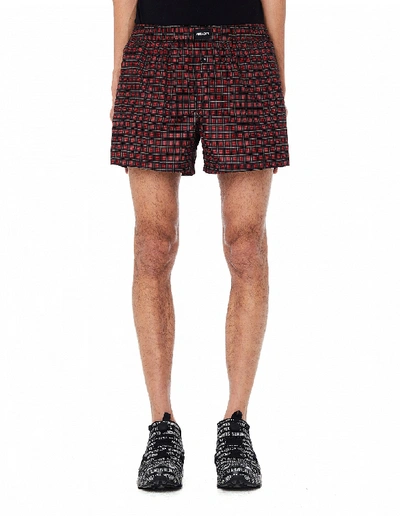 Shop Vetements Red Checked Swim Shorts