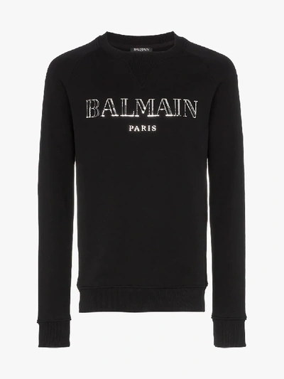 Shop Balmain Logo Sweatshirt In Black