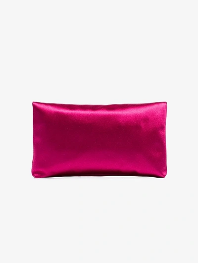 Shop Jimmy Choo Pink Titania Embellished Satin Clutch Bag