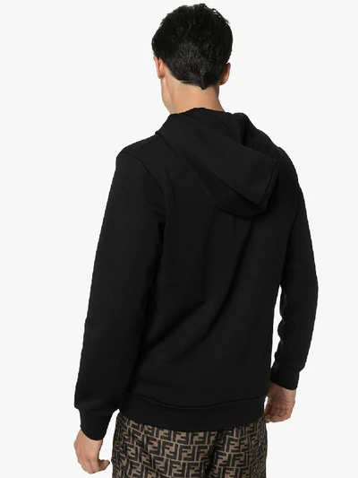 Shop Fendi Mesh Logo Print Hoodie In Black