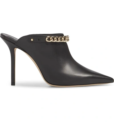 Shop Jimmy Choo Lexx Chain Pointy Toe Mule In Black/ Gold